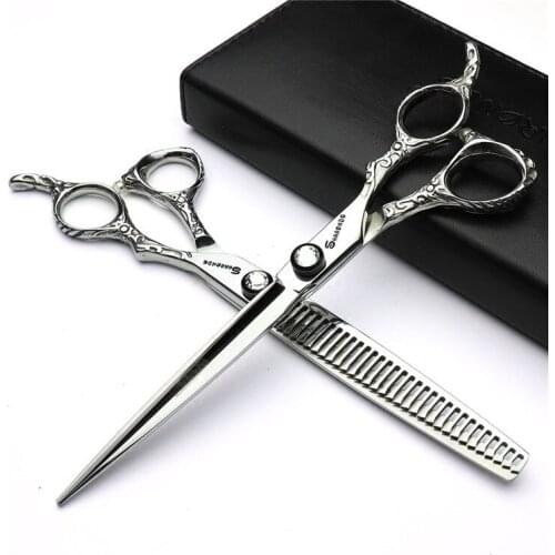 New 7 Inch Salon Scissors Set Japan 440c Steel Hairdressing Scissors Hairdressing Styling Tools Sharp Non-slip and Wear-resistan