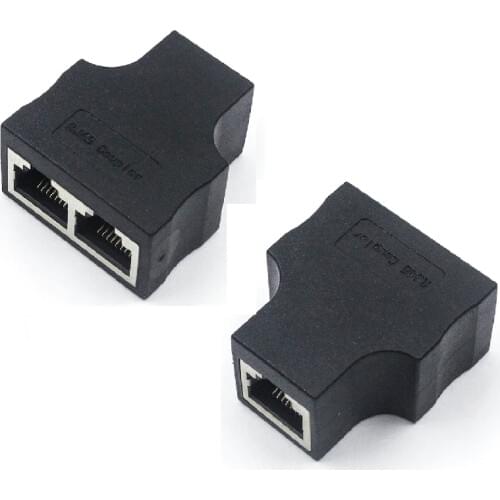 Wholesale 10pcs/lot RJ45 female to female 1 To 2 Ways RJ45 LAN Ethernet Network Cable Female Splitter Connector Adapter