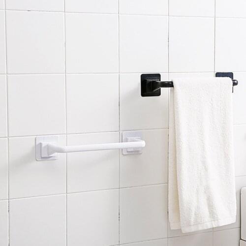 New PP Plastic Towel Rack Bathroom Towel Holder Stand Kitchen Cabinet Door Hanging Organizer Shelf Self AdhesiveTowels Bar