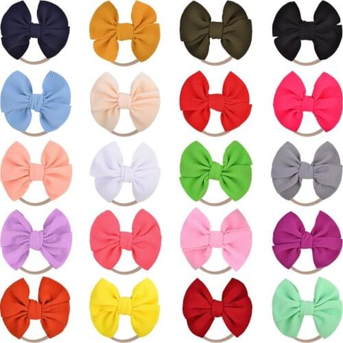 20PCS/Lot Fashion Nylon Baby Headband Soft Elastic Hair Bows For Children Girls Party Decoration Kids Hair Accessories 313