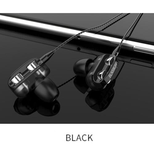 Dual Driver 3.5MM in-Ear Wired Earphones HiFi Stereo Bass Earbuds Headphones with Microphone for Phone Computer Headset
