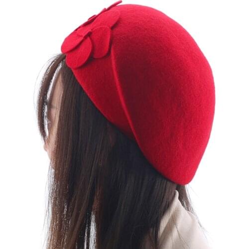 Wool Beret Winter Berets Women Winter Felt Beret Floral Women Felt French Beret Beanie Fedora Hat Beanie Winter Flower