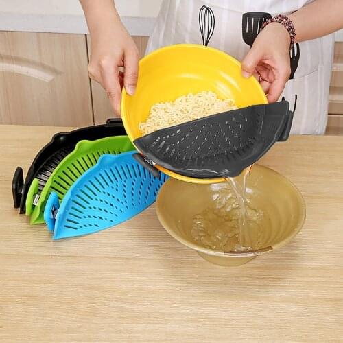 Silicone Fruit Vegetable Wash Drainer Kitchen Clip Pot Strainer For Draining Excess Liquid Draining Pasta Vegetable Cookware