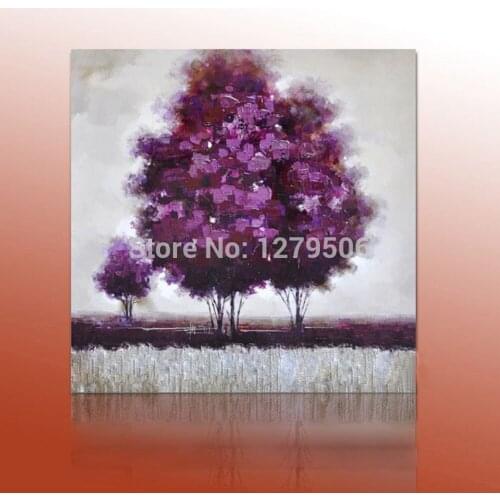 Modern Abstract Wall Art Hand Painted Purple Tree Landscape Oil Painting Canvas Paintings For Living Room Home Decor