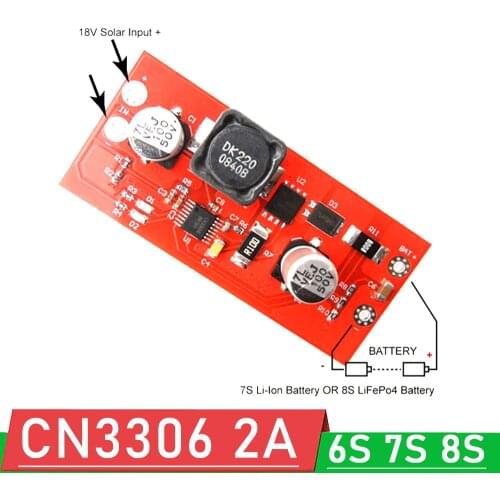 6S 7S 8S 24V Li-ion LifePo4 lithium Battery Charging CN3306 2A Boost 18V MPPT Solar Energy Controller Battery Charger Module