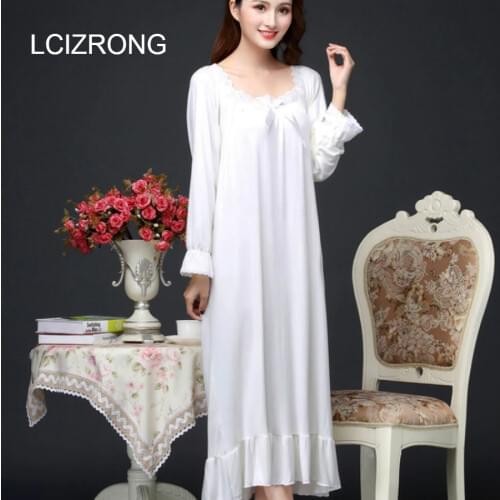 Autumn Long Women Loose Nightgown Oversized Home Dress Mom Girl Night Dress Elegant Woman Nightshirt Lace Sleepwear New