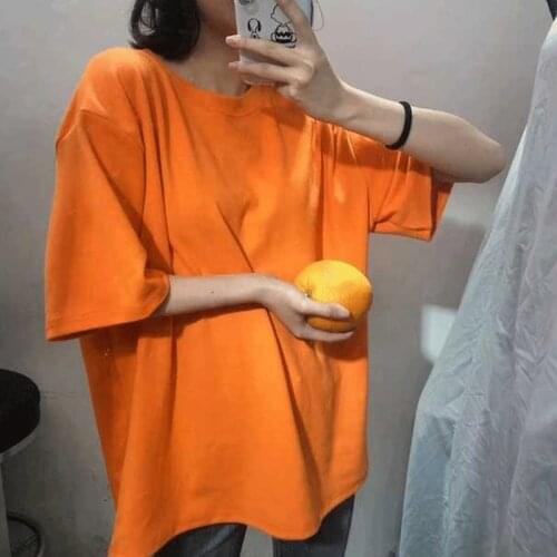 Casual short Sleeve Women summer loose o-neck T Shirt solid color Basic t-shirt white color Tee Shirt Female top NS4260