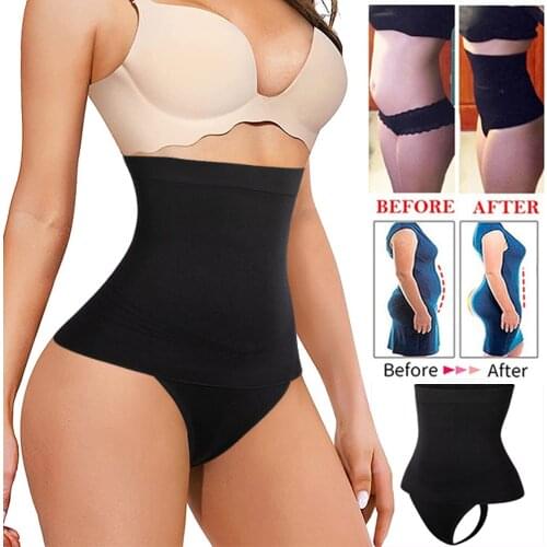 Womens High-Waist Cincher Seamless Body Shaper Briefs Firm Control Tummy Thong Shapewear Panties Girdle Slimming Underwear
