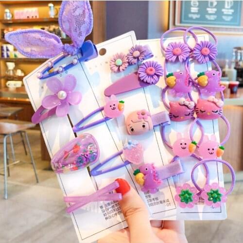 1Set New Girls Cute Cartoon Flower Geometric Hairpins Sweet Headband Hair Ornament Barrettes Hair Clips Fashion Hair Accessories