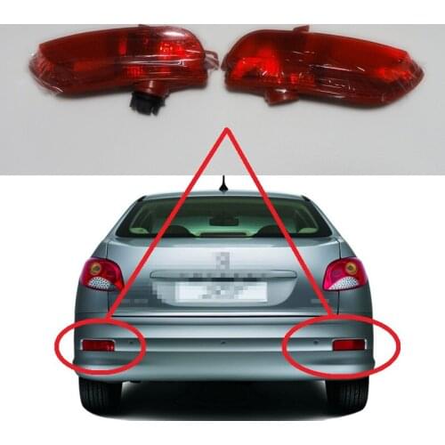 1Pair Rear Bumper Fog Lamp Tail Bumper Reflector Fog Light Lamps For Peugeot 207