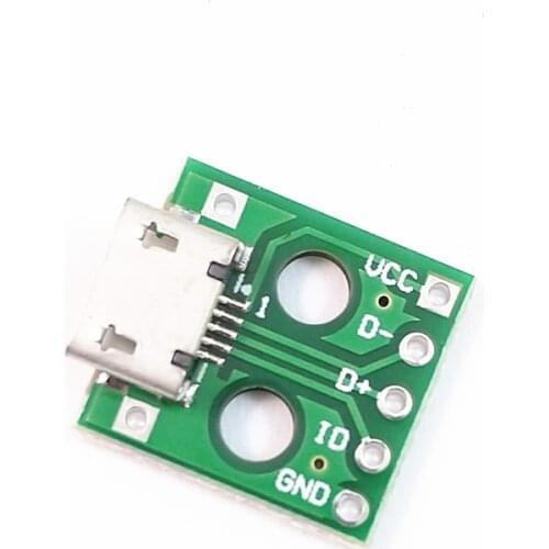 10pcs MICRO USB to DIP Adapter 5pin female connector B type pcb converter pinboard 2.54