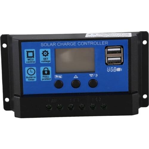 12V 24V Auto work PWM Solar Charge Controller with LCD Dual USB 5V Output Solar Cell Panel Charger Regulato