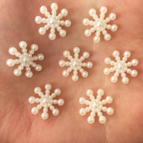 40pcs Nice 15mm Pearl Delicate Snowflake Scrapbook DIY Craft Flatback Beads B181