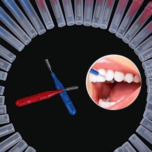 50pcs/set 2.5MM Red and Blue Oral Care Oral Cleaning Teeth brush Toothbrush Interdental brush
