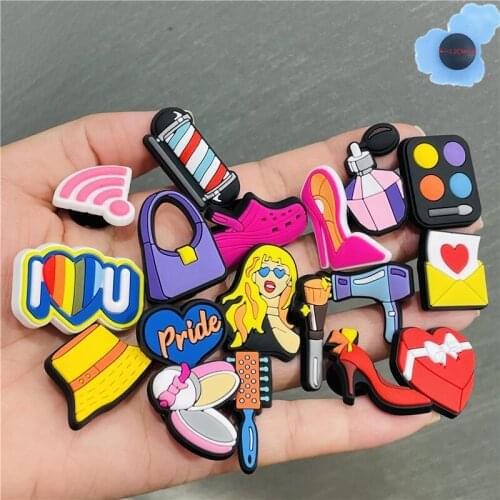 50pcs Wholesale Mix Cosmetics Kids Garden Shoes Accessories PVC Shoe Decorations Fit Croc Jibz Charm Girls X-mas Present