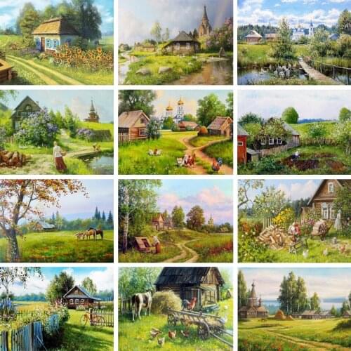 5D DIY Diamond Painting Pastoral Scenery Rhinestone Picture Full Square Full Diamond Embroidery Gift Mosaic Home Decoration Kit