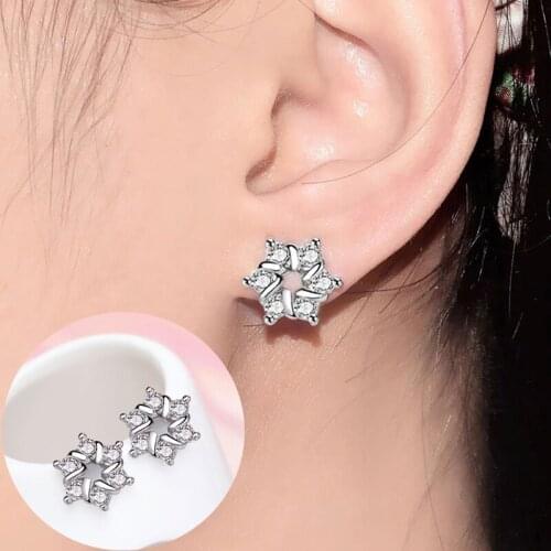 6-Point Hexagram Star Of David CZ Sterling Stud Earring, Snowflake Earrings, Dainty Earrings, Gift For Her