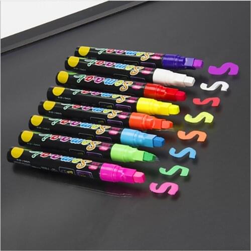 8 Colors Blackboard Glass Liquid Chalk Highlighter Fluorescent Painting Marker Neon Pen for LED Writing Board Graffiti Office