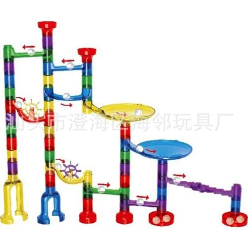 80PCS Childrens Education Toys DIY Building Blocks Marble Run Toys Creative Marble Balls Toy Space Orbit Ball Building Blocks