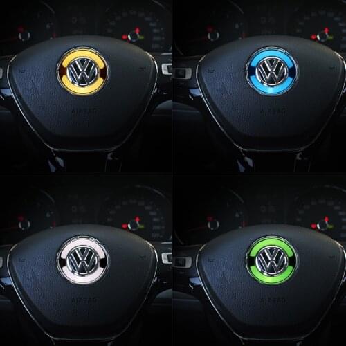 Car-styling ABS steering wheel trim decorative center emblem frame sticker accessories for Volkswagen VW BEETLE GOLF PASSAT GTI