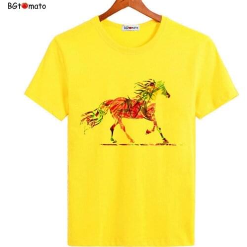 BGtomato Hand printing horse art shirts lucky victory t shirts for men Original brand good quality comfortable casual tops