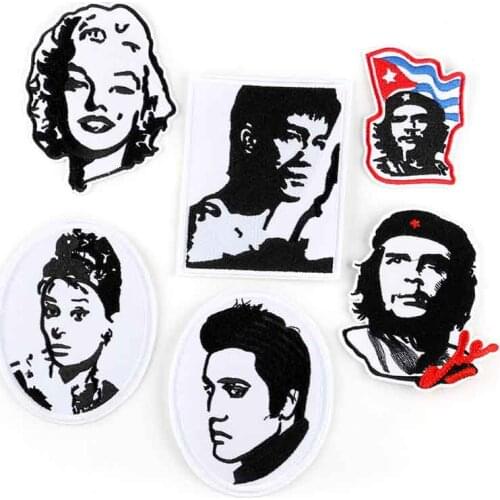 Bruce Lee Marilyn Monroe Marlon Brando Hepburn Iron on Full Embroidered Cloth Patch For Girls Boys Clothes Stickers Apparel