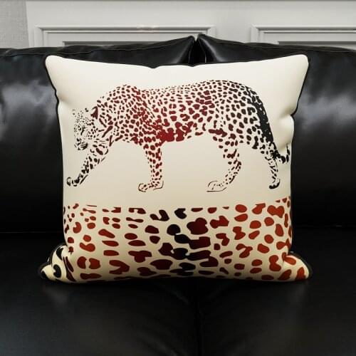 DUNXDECO Wildlife Couch Cushion Cover Decorative Pillow Case Luxury Leopard Print Art Home Soft Sofa Chair Coussin