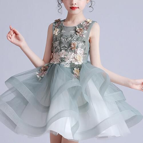Kids Flower Girls Party Dress Evening Casual Princess Summer Girls Lace Frock Childrens Tutu Elegant Clothes 1260