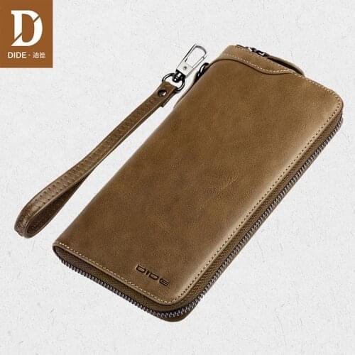 DIDE Vintage Genuine Leather day clutch men branded Mens Handbag Day Clutches Bags Phone High Quality Wallets Hand bag Male