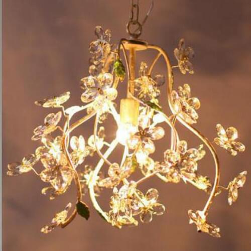 Indoor Pink/black Crystal Flower Chandeliers Led Luminaria home Suspension Lamp Balcony Dining Room iron Chandelier Lighting