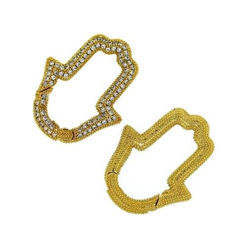 3pcs Hot Sale Pave White Crystal CZ Gold Copper Hollow Shape Charm Buckle Pendant For Making DIY Jewelry Materials Necklace