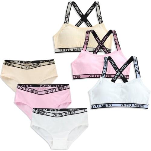 Girls' bra set girls' chest strap beauty back triangle cotton 12 junior high school students 16-year-old chest wrapped students