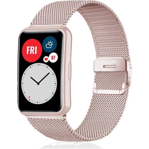Milanese Strap For Huawei Watch FIT band Accessories stainless steel metal Sliding buckle bracelet Huawei Watch fit 2021 Strap