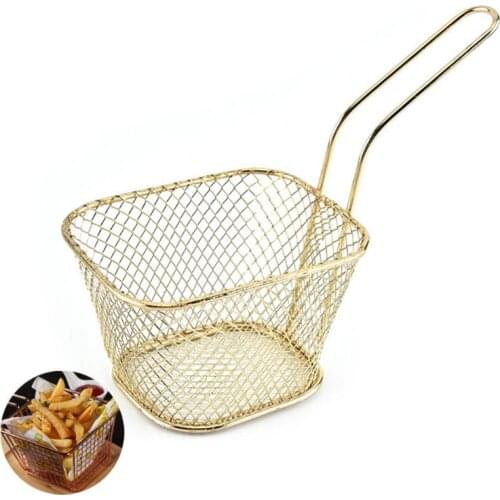 Stainless Steel Metal Basket French Fries Basket Mini Frying Storage Holder Stainless Steel Rust-proof French Fries Basket