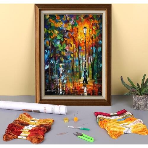 White Umbrella New Printed 11CT Cross-Stitch Complete Kit DIY Embroidery DMC Threads Knitting Craft Sewing Handicraft Adults