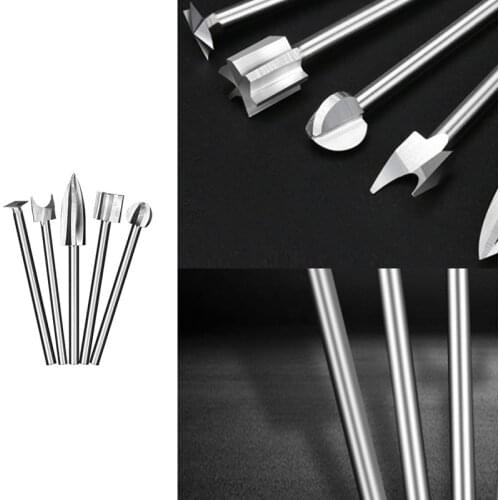 5PCS Wood Engraving Drill Bit Set,Milling Cutters Steel Sharp Edges Woodworking Drilling Tools Wood Carving Knives