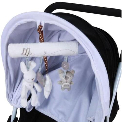 Rabbit baby music hanging bed safety seat plush Hand Bell Multifunctional Plush infant Toy Stroller Mobile Gifts 20%Off