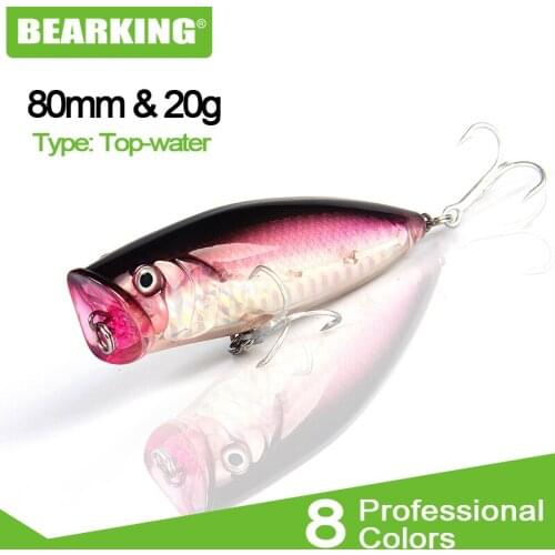 Hot model quality Bearking brand Popper 1PC 8cm 20g Hard Fishing Lure Crank Bait Lake River Fishing Wobblers Carp Fishing Baits