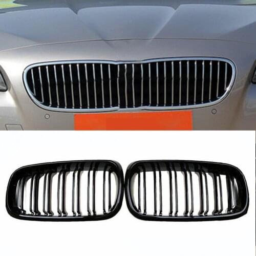 1Pair Glossy Black Car Front Kidney Grilles 51137261356 51137203650 51137261355 for BMW 5 Series F10 F18 2010-2015 Racing Grills