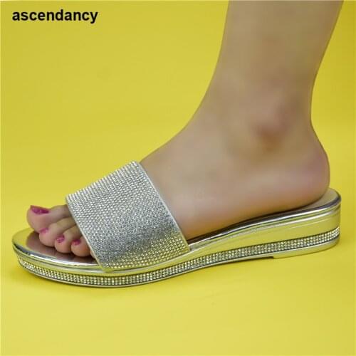 Luxury 2020 Rhinestone Wedding Party Shoes spring shoe platform woman 2020 Special Arrivals Wedding Silver Color Nigeriain Shoe