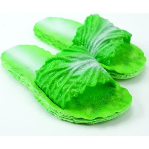 Funny Cabbage Slippers Womens Summer Bath Shower Shoes Girls Beach Slippers Slides Shoes For Women Indoor Pleated Slippers 43
