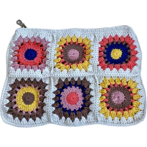 Shoulder bag Women Hand-Woven Handbag Color Flowers Shape Completely Handmade Crochet exterior Zip closure Knitted With Cotton Yarn Casual With Shoulder Straps Fashion Design Product From Turkey Gift Or Use Yourself