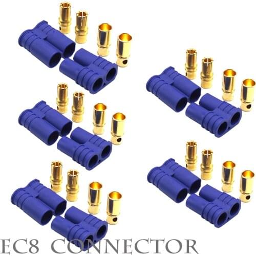 High Current EC8 Gold-Plated Male/Female 8mm Bullet Banana Plug Connector Adapter For RC ESC Motor Lipo Battery Car Toys