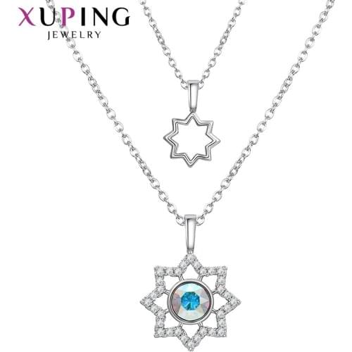 Xuping Jewelry Fashion Colorful Crystals Necklace for Girlfriend Wife or Daughter Exquisite Gift 40377