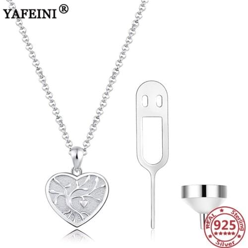YAFEINI 925 Sterling Silver Heart Life of Tree Urn Necklaces for Ashes Memorial Urn Necklaces Pet Ashes Casket Cremation Jewelry
