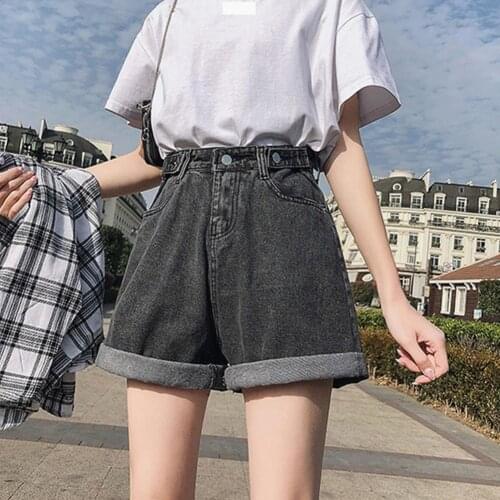 2021 Summer High Waist Button Jeans Shorts Sashes Casual Loose Women Denim Shorts Crimping Slim Shorts Jeans For Women