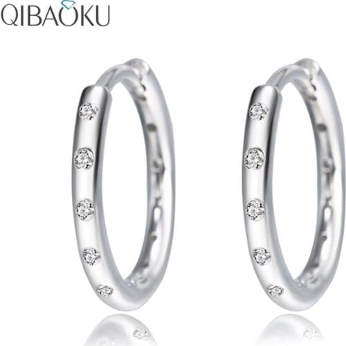 925 Sterling Silver Hoop Earring For Women Romantic Colors 5A Clear Cubic Zirconia Small Earrings Wedding Fine Jewelry