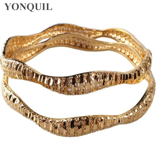 Women Wedding Vintage Bracelets Dubai Gold Color Bangles African European Ethiopia Girls Bride Bangles Gift Accessorues