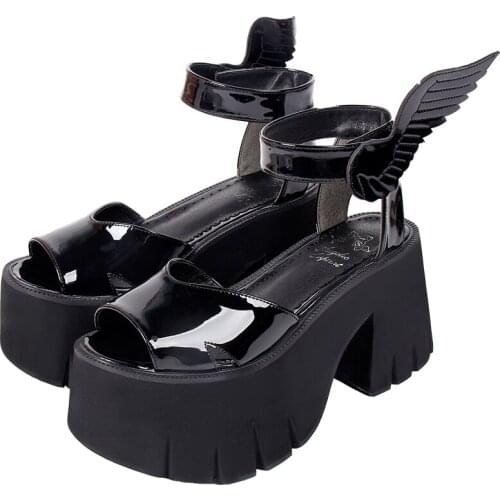 Angelic imprint woman lolita cosplay punk shoes lady high heels pumps girl princess summer dress party sandals PL wings 8698