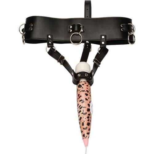 Female Masturbator SM Bondage Harness Strap Forced Orgasm Belt Sex Toys for Women PU Leather Chastity Magic Wand Holder